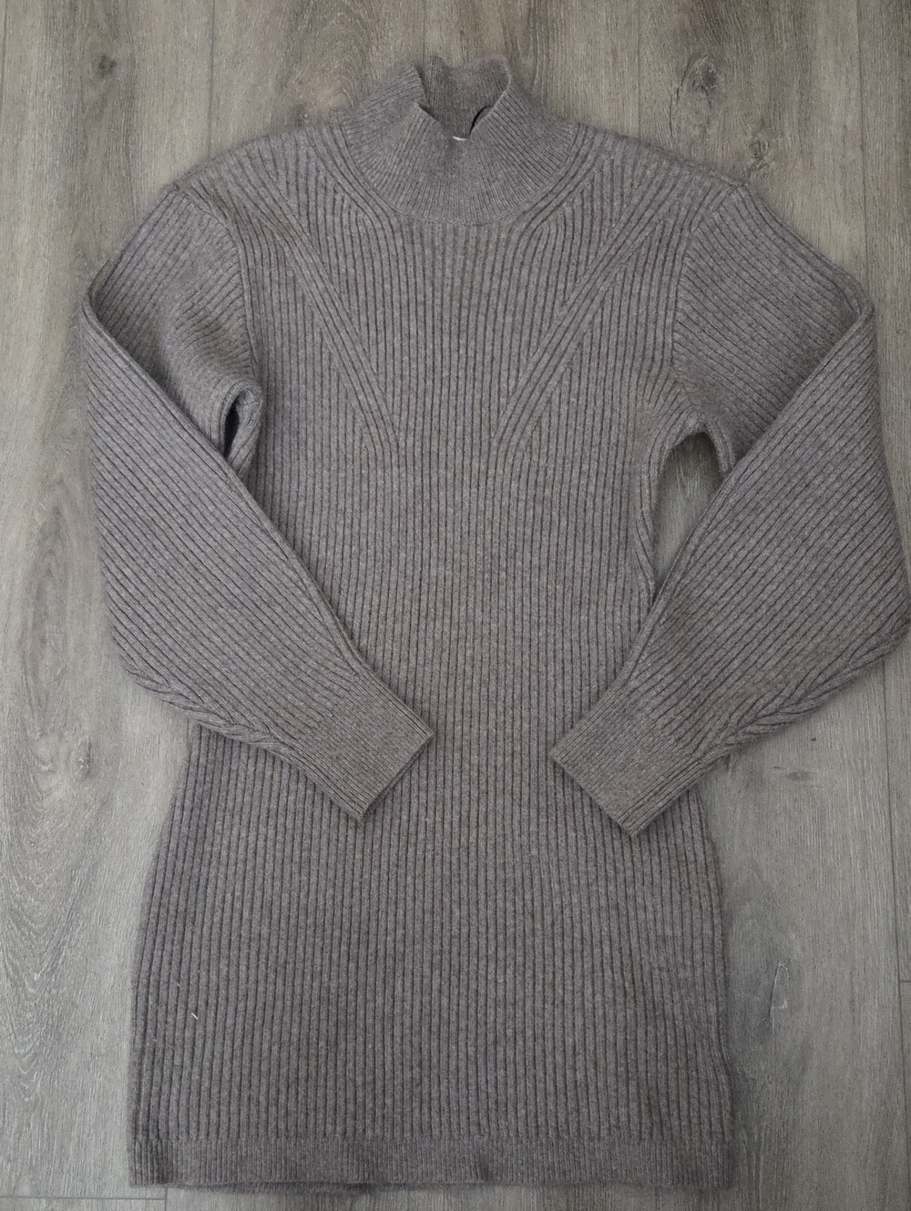 H&M Taupe Women Ribbed Mock Neck Sweater Dress Size M